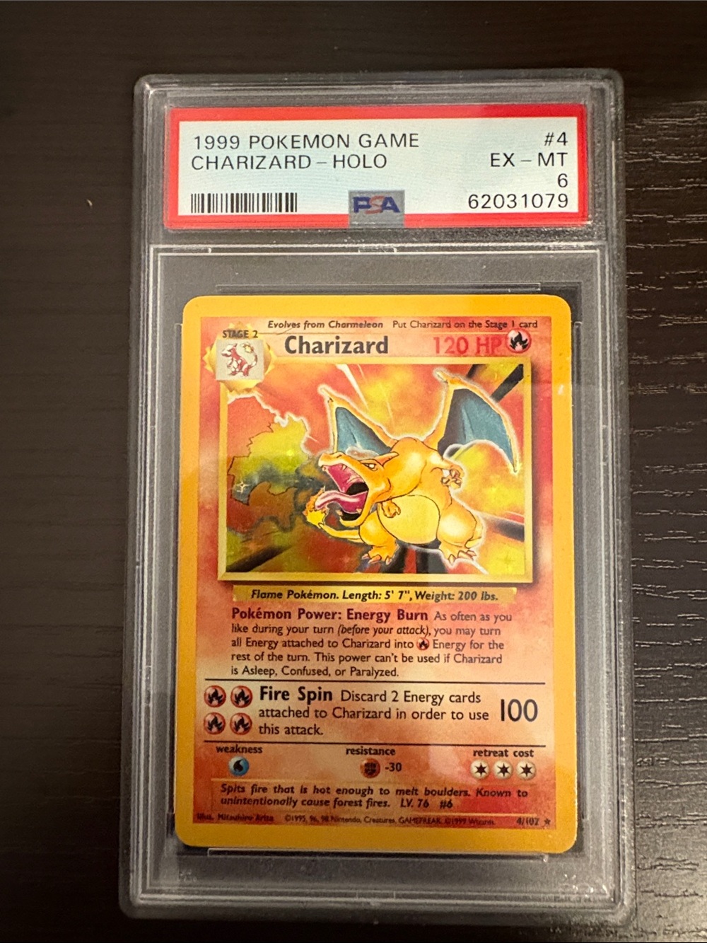 Charizard Holo Trading Card - Yellow/Orange